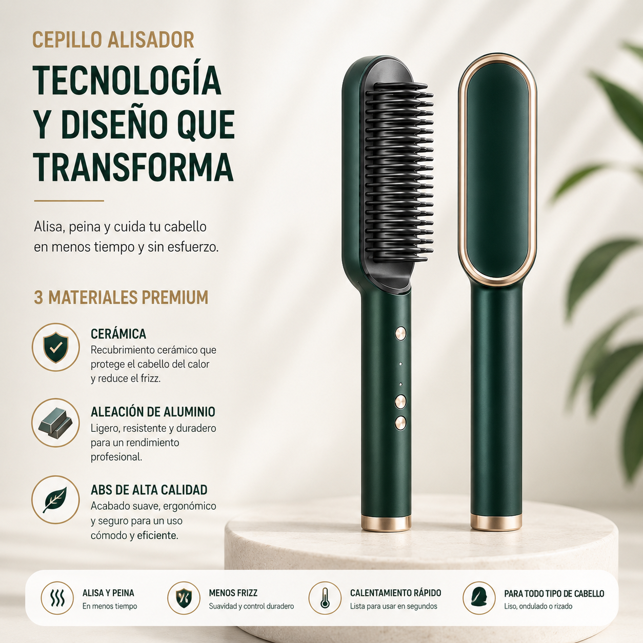 Cepillo Alisador Rizador Multifuncional